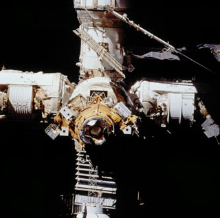 View of Mir space station just before docking